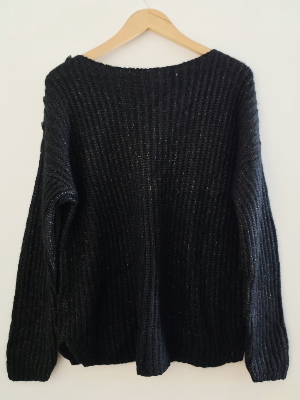 MOS MOSH Black Ribbed Button-Shoulder Sweater - Picture 5 of 10